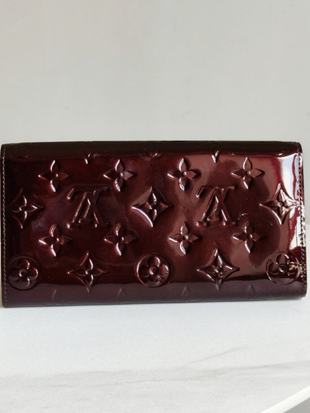 Louis Vuitton Vernis Sarah Wallet Amarante Patent Leather Long Wallet Burgundy - Picture 5 of 15